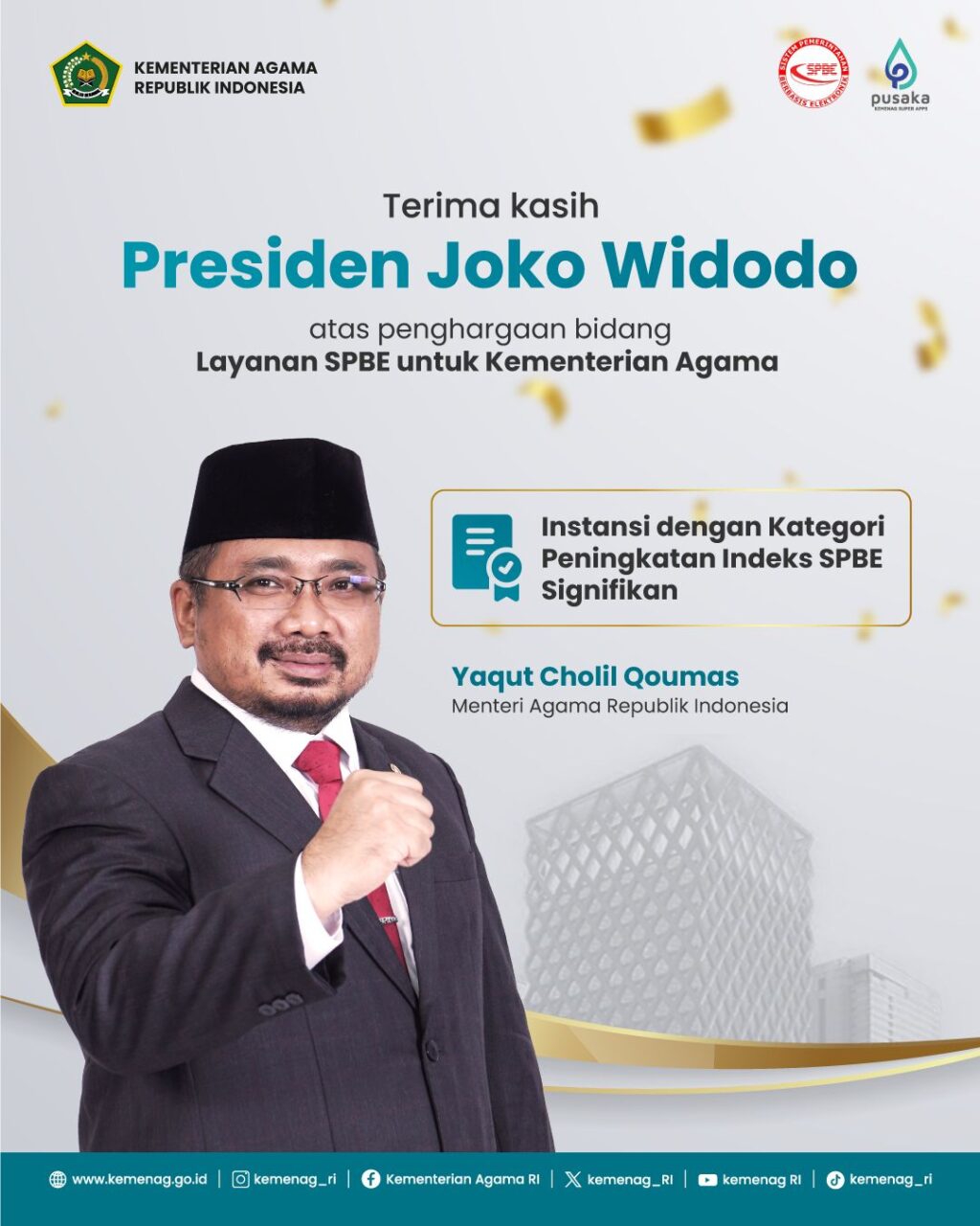 Kemenag Raih Penghargaan Digital Government Award atas Peningkatan SPBE