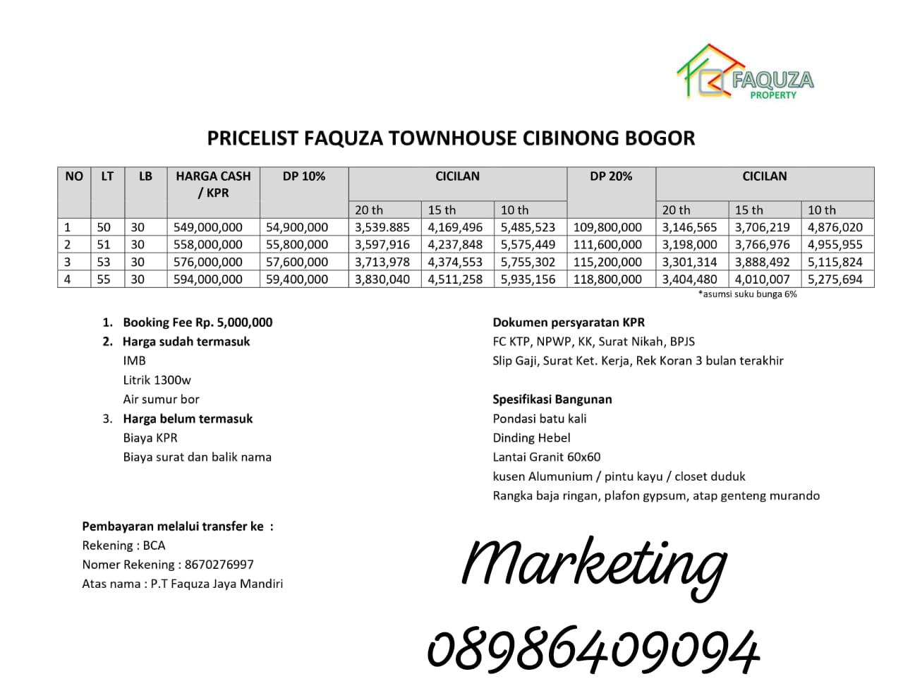 Harga Terjangkau: Kami menawarkan berbagai pilihan tipe rumah dengan harga yang kompetitif